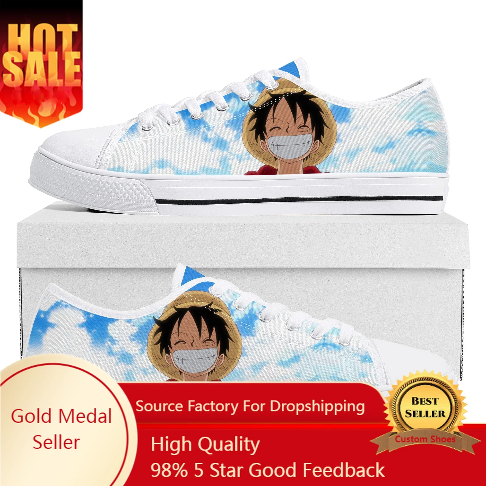 

Monkey D Luffy Low Top Sneakers Mens Womens Teenager Canvas Sneaker High Quality Casual Couple Shoes Custom Shoe