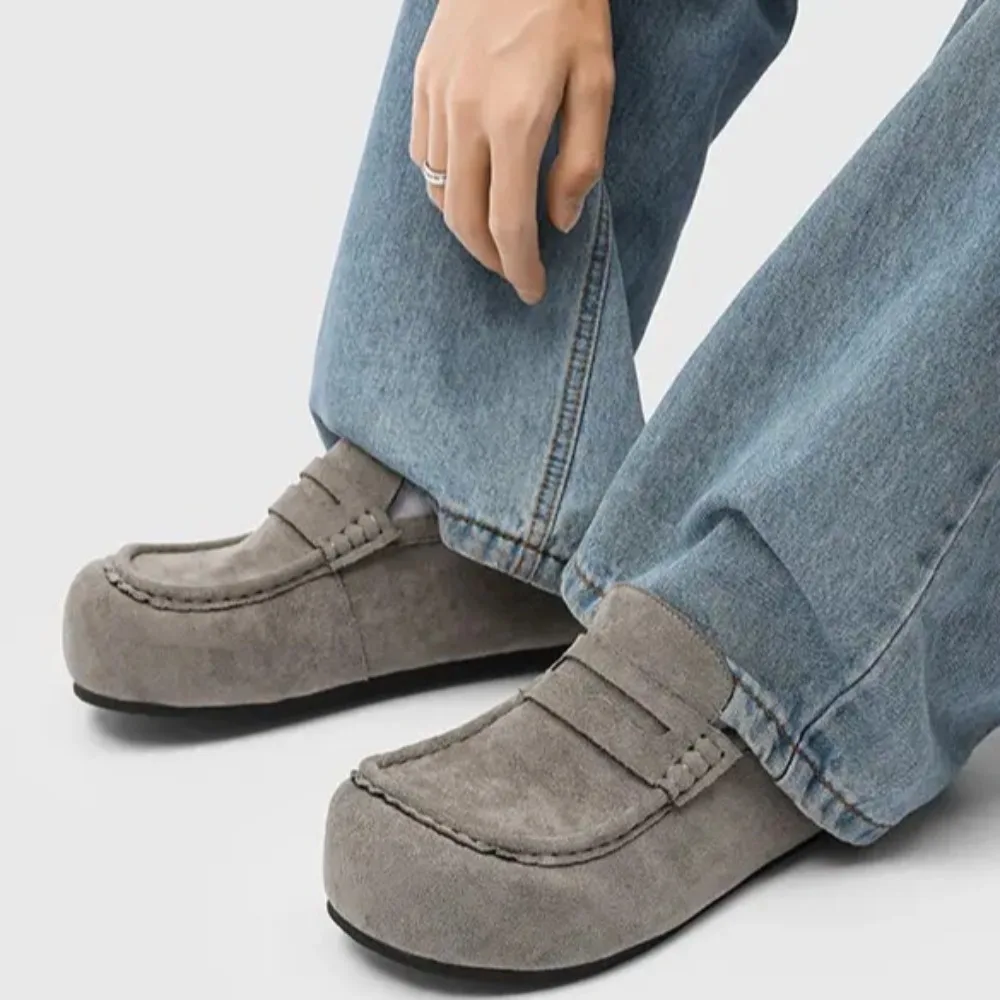 

New High Quality Suede Loafers Leather Business Formal Men Leather Shoes Brand Moccasin Wedding Shoes Male All-match Lazy Shoes