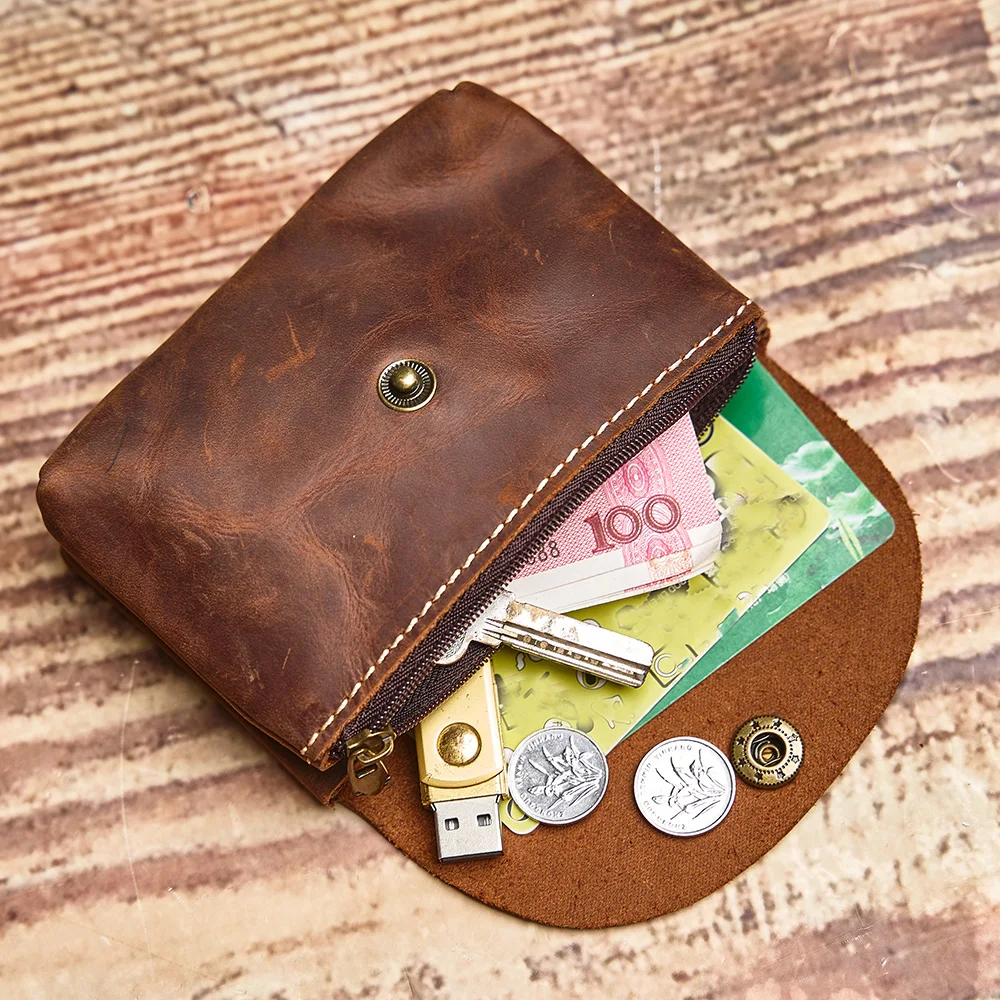 NUPUGOO Echtes Leder Retro Geldbörse männer Doppel Brieftasche Kleine Karte Tasche Männer Und Frauen Universal Münze Schlüssel Tasche – Detail 11
