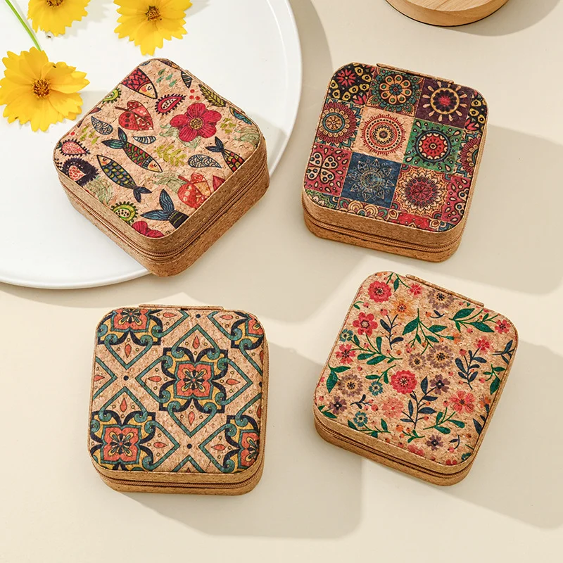 

New Original High-end Cork Jewelry Box Portable Travel Earrings Rings Necklaces Storage Box Jewelry Box Gift Box