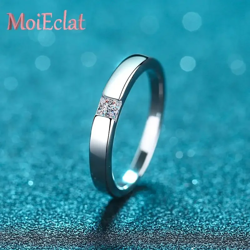 Sparkling Princess Square Moissanite 0.3ct Ring for Women & Men, Platinum Pt950 Diamond Unisex Rings Perfect Jewelry Gift Lady