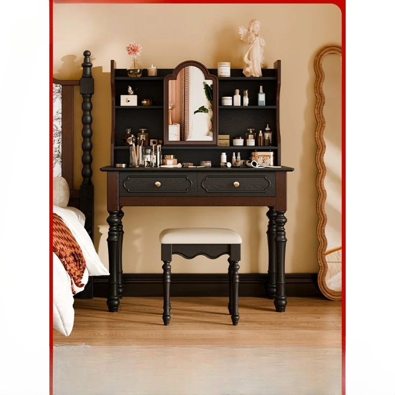

vintage dressing table high-definition dresser solid wood storage cabinet American vintage style bedroom bed bedside furniture