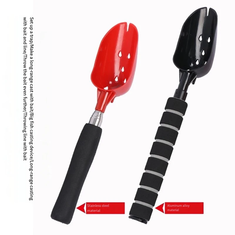 

Bait Throwing Spoons Retractable Fish Bait Casting Scoop Lightweight Long Handle Non Slip Fishing Tackle Accessory