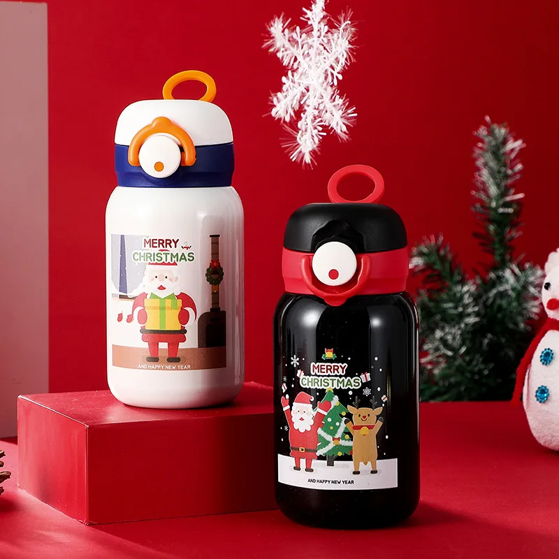 realme Thermal Cups Christmas Bounce Lid Water Bottle Keeps Cold Stainless Steel Thermal Cup With Lid Cartoon Children's Cup