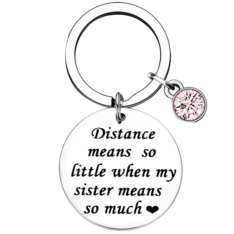 Metal Sister Keychain Long Distance Leaving Going Away Apart Sister Key Chain Pendant sister in law birthday gift