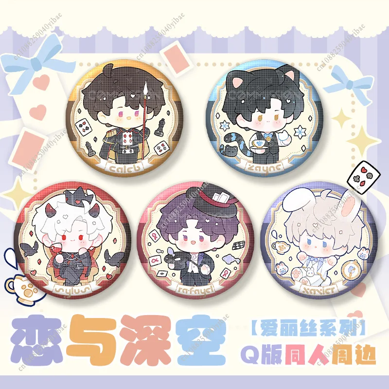 Love and Deepspace 58MM Anime Brooch Sylus Rafayel Zayne Xavier Caleb Cartoon Badge Pin Backpack Clothing Accessories