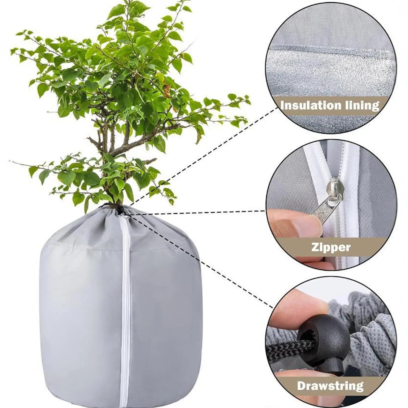 Plant Winter Protection Pot Anti-Frost Winter Pot Plant Cover Reusable Heavy Duty Plant Protector Bag With Drawstring And Zipper
