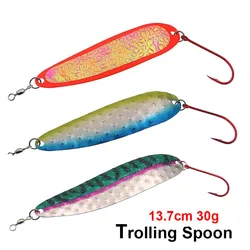 Metal Trolling spoon fishing lure, Jig artificial hard bait, for sea fishing, long casting, 13.7cm 30g