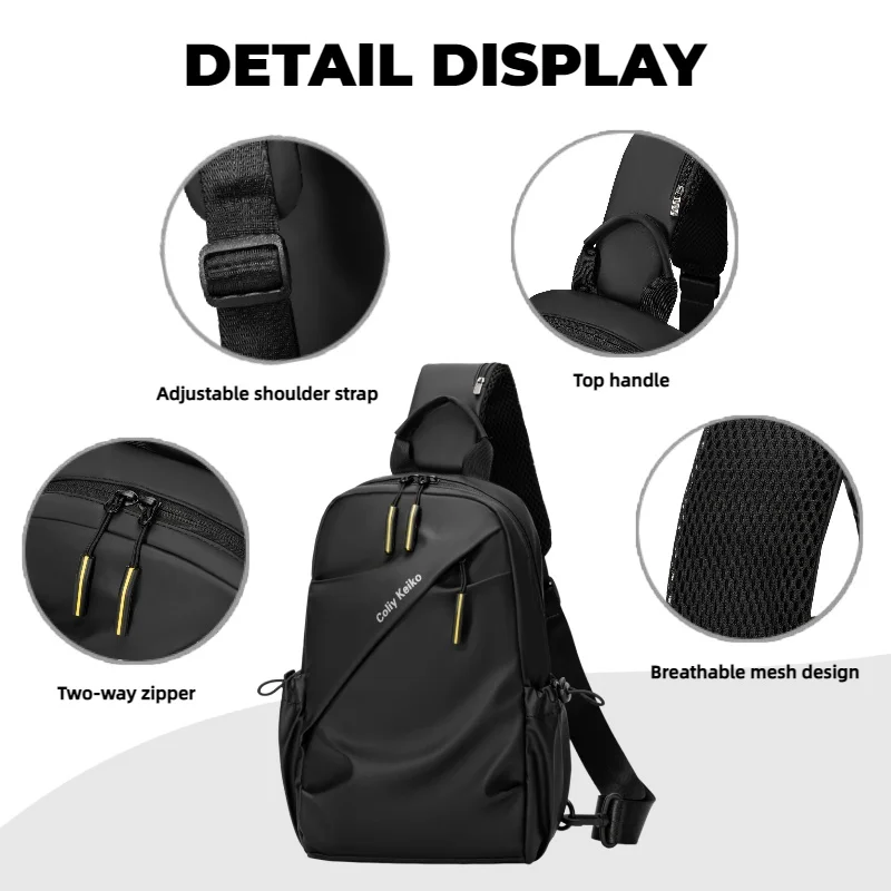 Minimalistische Herren-Brusttasche aus PU-Folie, Wasserdichte Umhängetasche, Neue Modische und Lässige Reise- und Pendler-Crossbody-Tasche – Detail 9