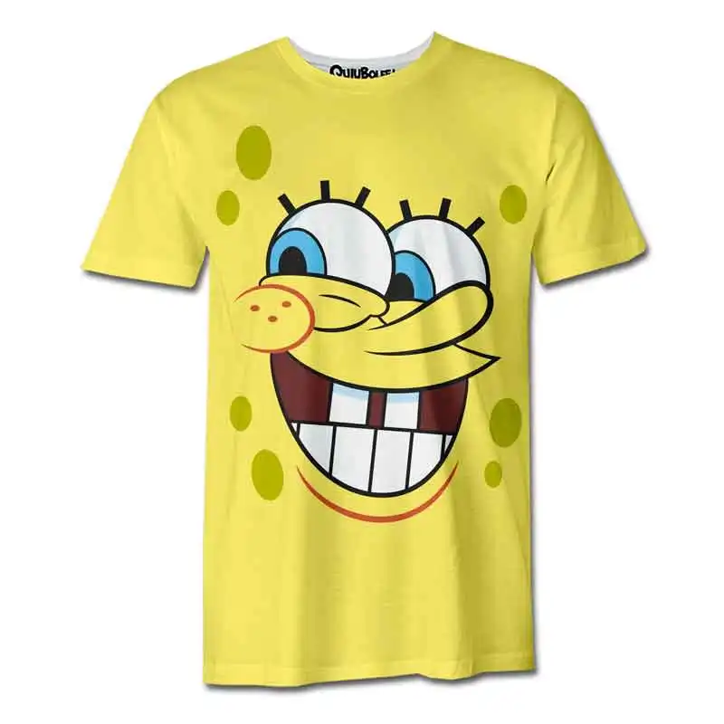 T-shirt Bob l'éponge imprimé en 3D pour garçons et filles, col rond, grand haut, rue, loisirs, sport, enfants, couple, été, 2025