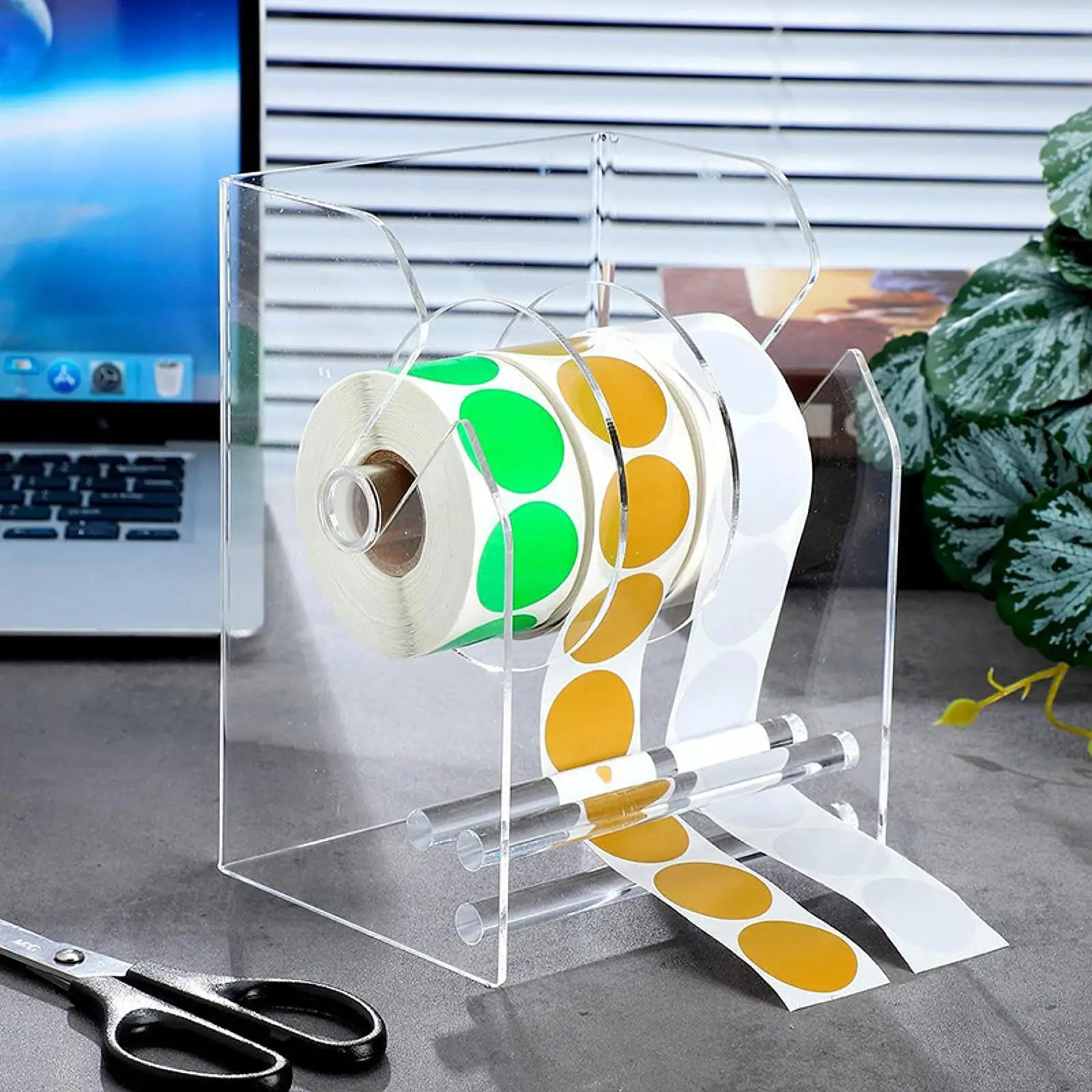 Adjustable Label Dispenser Clear Rack Label Stand Adjustable Sticker Holder Sticker Dispenser for Classroom Holding Office