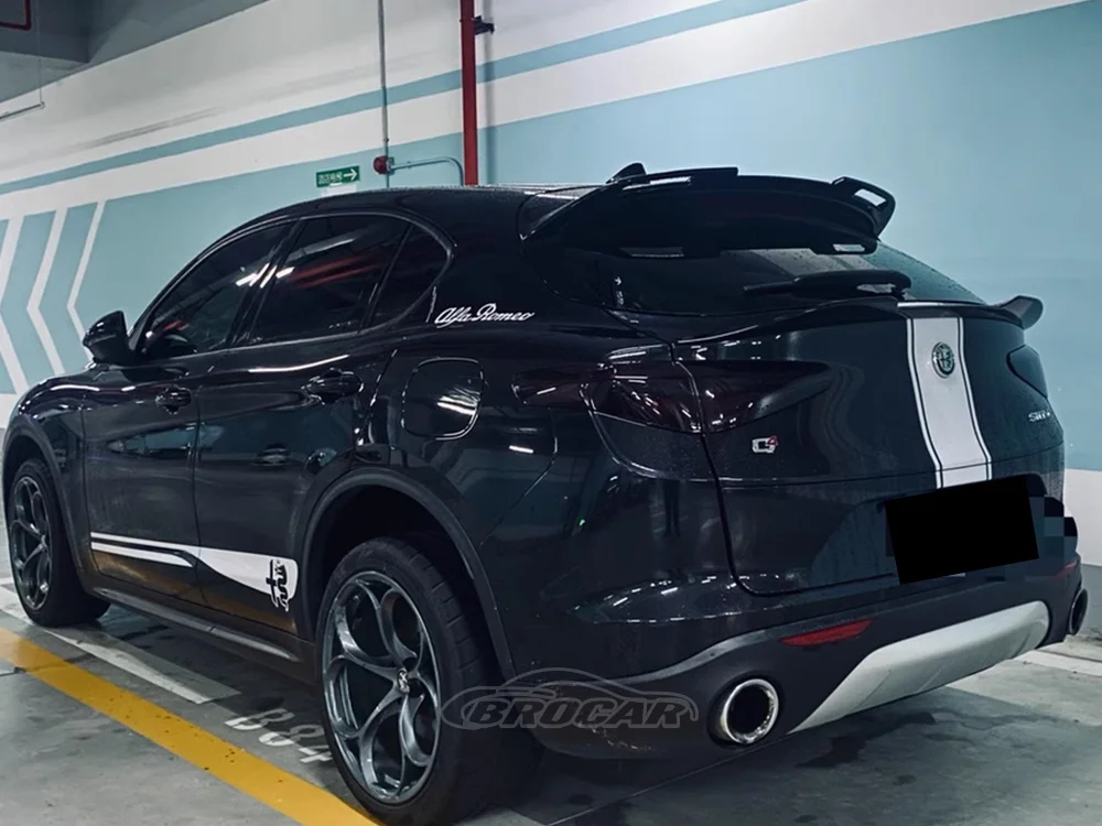 Für 2017–2024 Alfa Romeo Stelvio Dachspoiler, Fabrikstil, hochwertiger ABS-Kunststoff, glänzend schwarzer Spoiler, Kofferraum, Kofferraum, Flügelspoiler