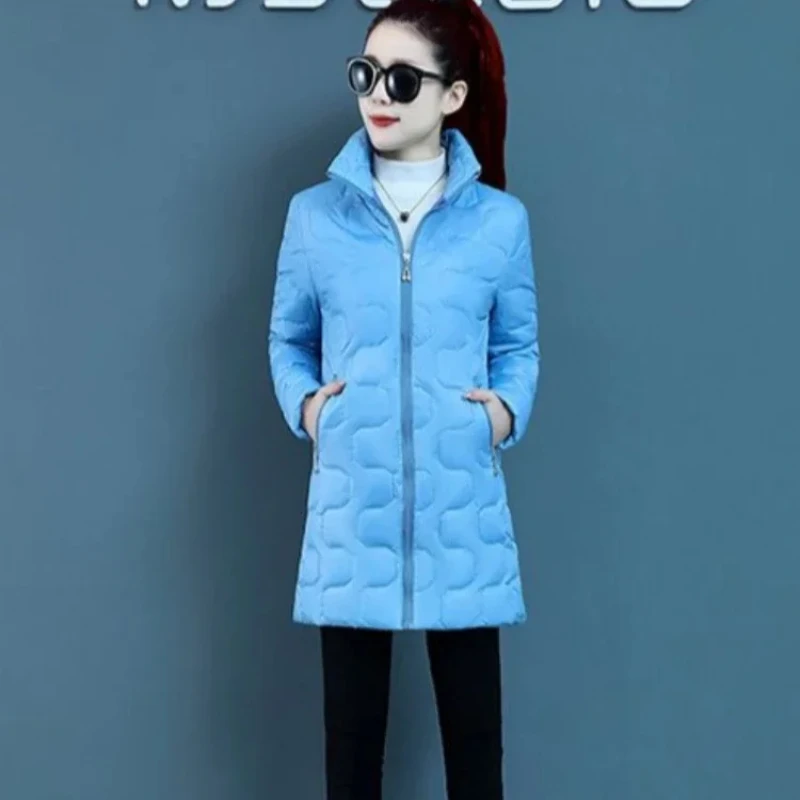 Lightweight Medium Length Cotton Coats for Women Padded Great Elegant Cold Quilted Jackets Demi-season Discount Hot Parkas Woman