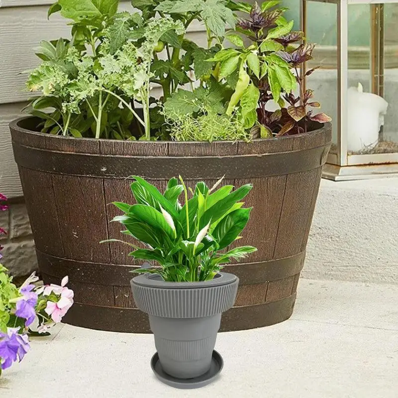 

Foldable Flower Pot Foldable Rubber Drainage Pots Water Storage Planter With Knob To Control Drip Rate Decorative Novelty