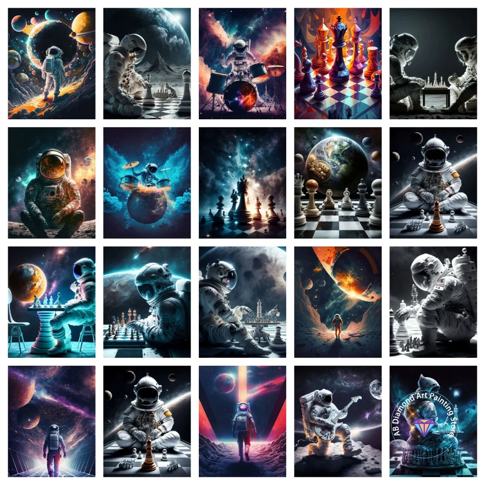 

Astronaut playing guitar AB diamond painting kit square circular diamond 5D DIY mosaic handmade art exquisite gift home Decor
