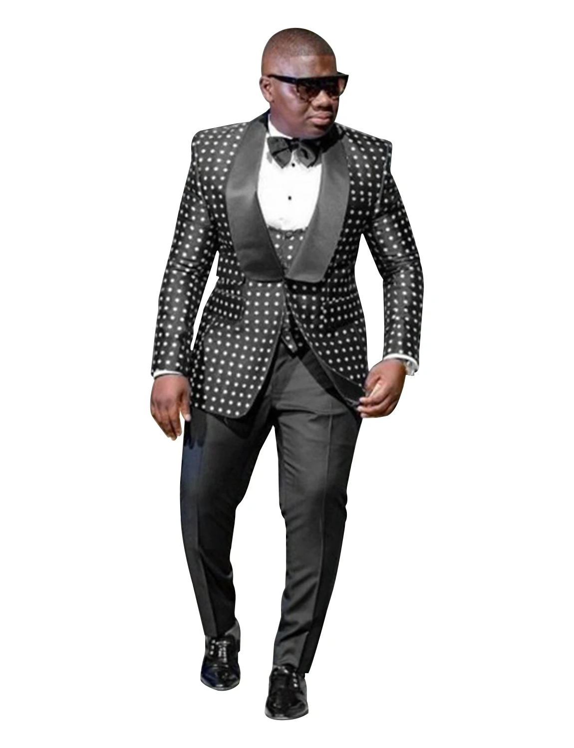 Men's Polka Dots Suit Shawl Lapel for Prom Dinner Jacket Vest & Pant