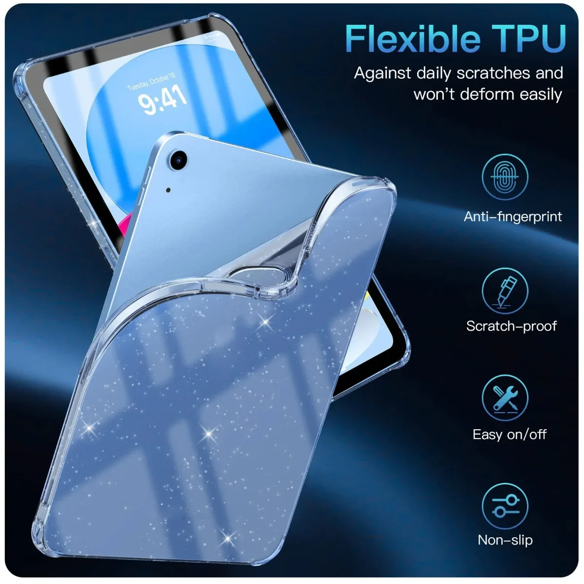 Glitter Case for iPad Air Pro mini 10.9 11 9.7 10.2 8.3 11th 10th 9th Generation Soft Silicone Shell Shimmering Glittering Case
