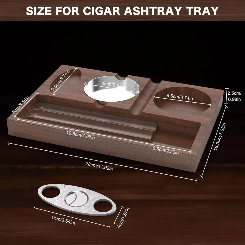 Spot Wooden Ashtray European Desktop Cigar Tray Multi-functional Whiskey Glass Holder Ashtray Decorative Plate