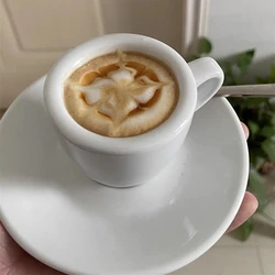 White ESPRESSO Coffee Cup With Saucer Set 9mm Thick Ceramic Coffee Glass With Plate Mini Arabic Coffee Cappuccino Tasting Mug
