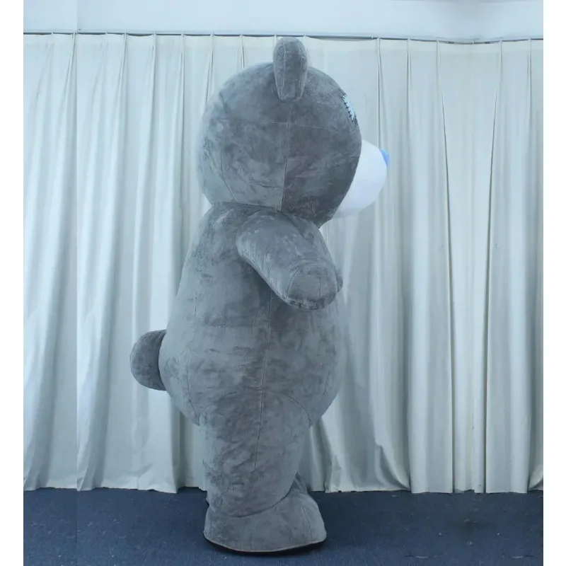2-3M Inflatable Mascot Costume Huge Patch Bear Blue Grey Bear Mascot Adult Walking Christmas Party Advertising Show Party Props