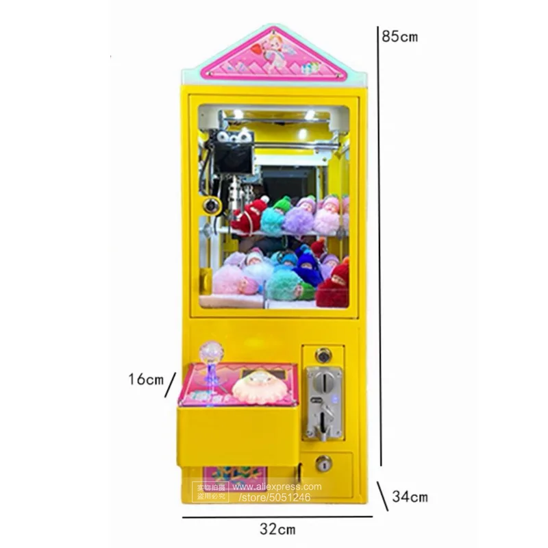 5pcs Mini Crane Claw Stuffed Toy Doll Machine Kids Coin Pusher Prize Arcade Games Candy Gashapon Gacha Capsule Vending Machine