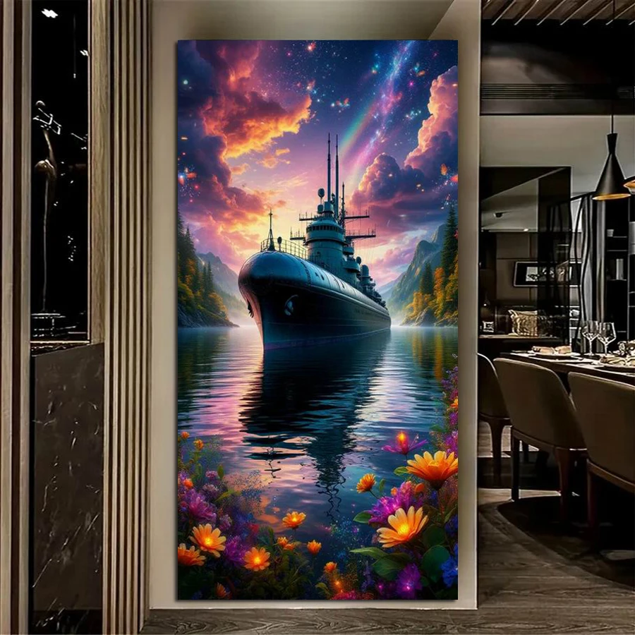 

Круизный корабль, большой размер, сделай сам, алмазная живопись, вышивка крестиком, парусник, полная квадратная круглая дрель, мозаика, вышивка, картина, настенный декор