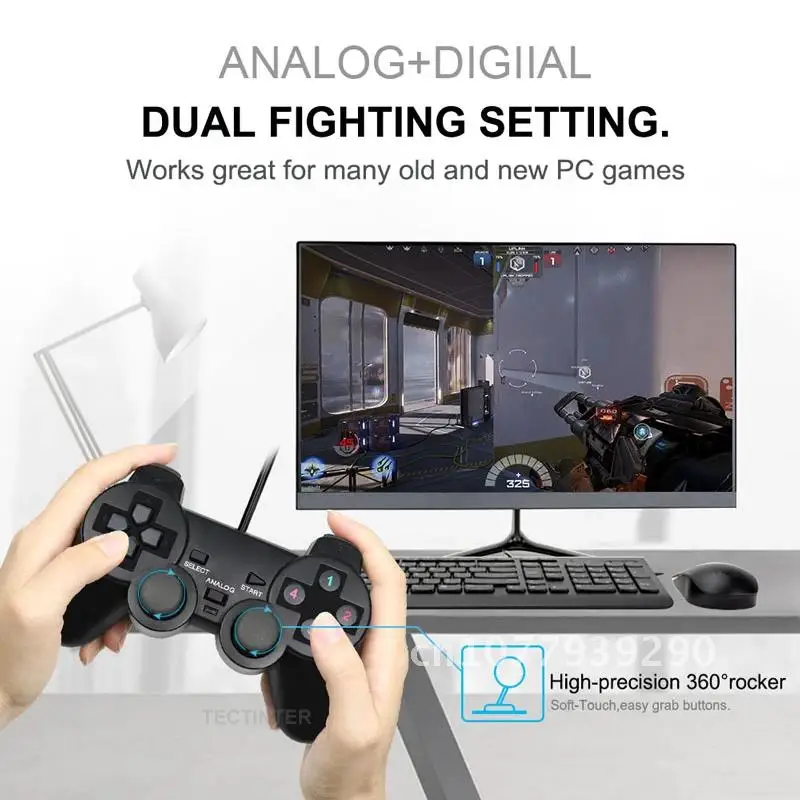 

Wired USB PC Game Controller joypad For PC For WinXP/Win7/8/10 Computer Laptop Black Game Gamepad Joystick