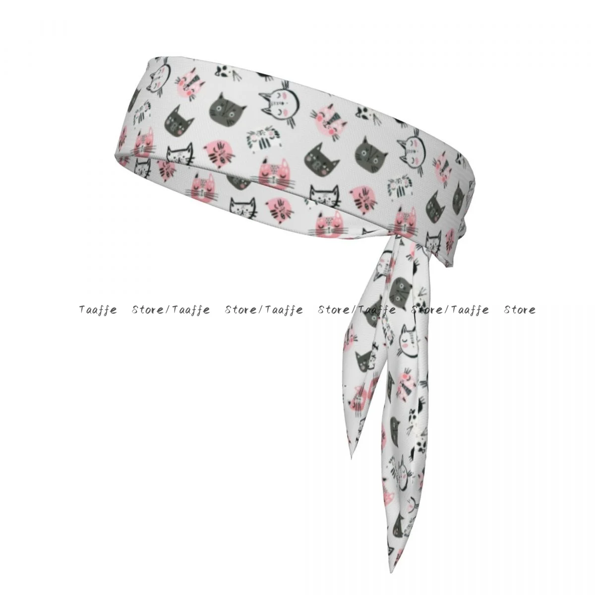 

Head Tie Sports Headband Cute Cats Faces Athlete Sweatbands Head Wrap For Working Out Running Yoga