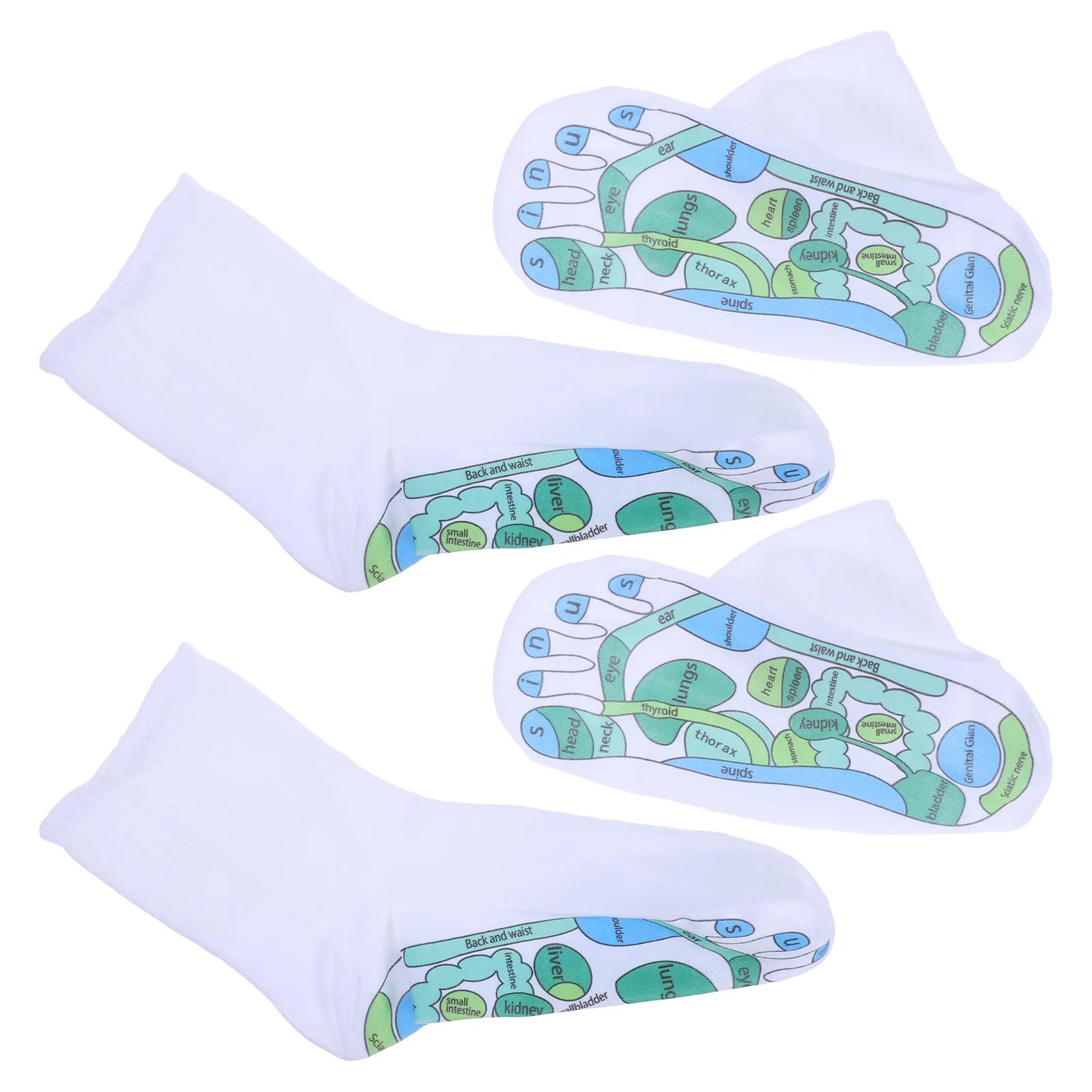 

2 Pairs Acupressure Gloves Foot Heel Socks Moisturizing White Men and