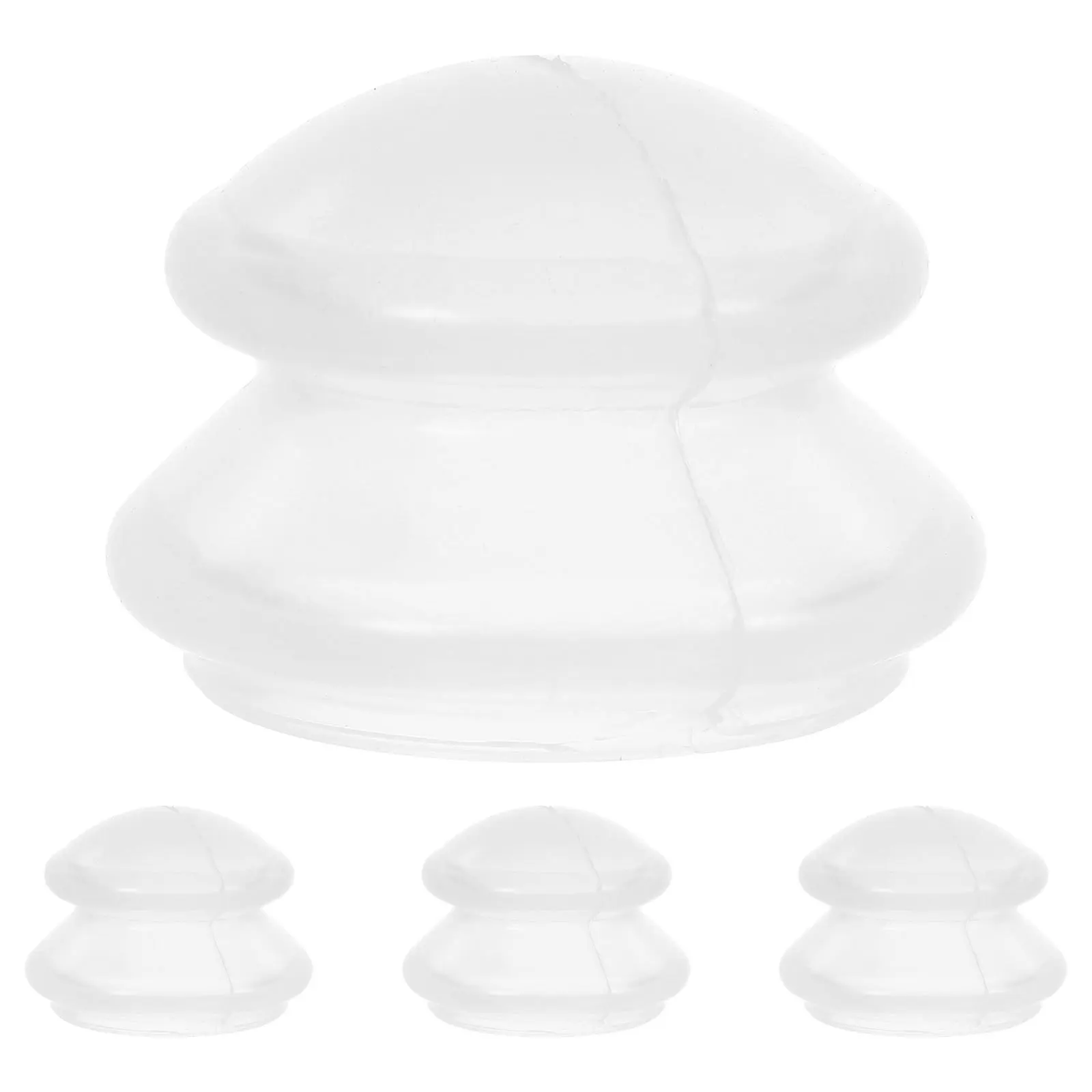 ชุดถ้วยนวดหน้าซิลิโคน 4 ชิ้น แบบใส อุปกรณ์บำบัดด้วยสุญญากาศสำหรับนวดหน้าเพื่อความงาม