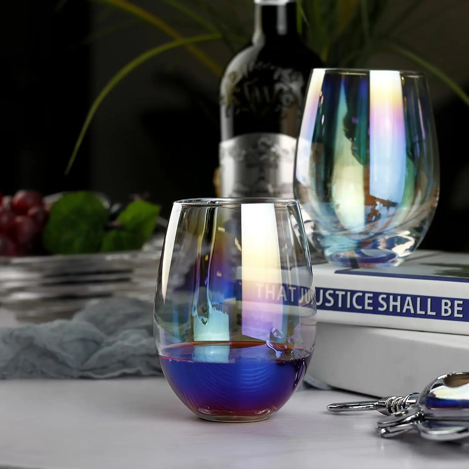 Rainbow Wine Glasses(Set of 2/Set of 4)-20 oz,Large Iridescent Wine Glasses ,Water Glass,Perfect for Gifts,Party,Home&Bar