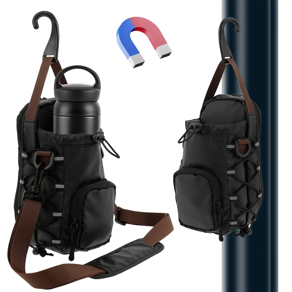 Magnetic Gym Chest Pouch with Bottle Holder Gym Crossbody Bag Gym Bottle Carrier Bag for Men Women Gym Accessories Organizer
