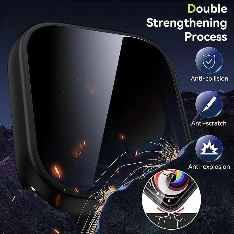 Protector de pantalla de privacidad para Apple Watch, cubierta de parachoques impermeable para iWatch Series 6, 5, SE, 45mm, 41mm, Series 7, 8, 9, 40mm, 44mm