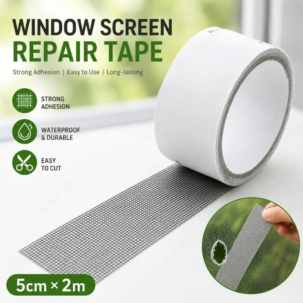 1/3 PCS Fita de Reparo de Malha Impermeável 5cmx2m Remendo Autoadesivo para Consertar Mosquiteiros, Cortinas de Porta e Telas de Janela