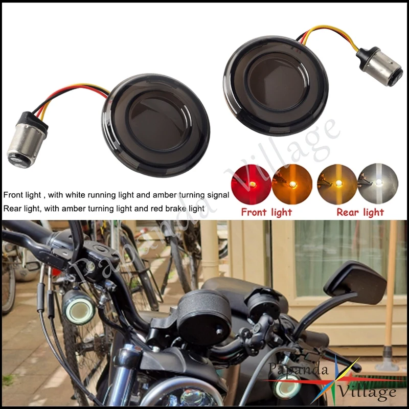 1 Pair LED Turn Signal Light For Harley Dyna FXDX/T Softail FXS FLFB/S Sportster XL Conversions Panel Bullet Style Brake Blinker