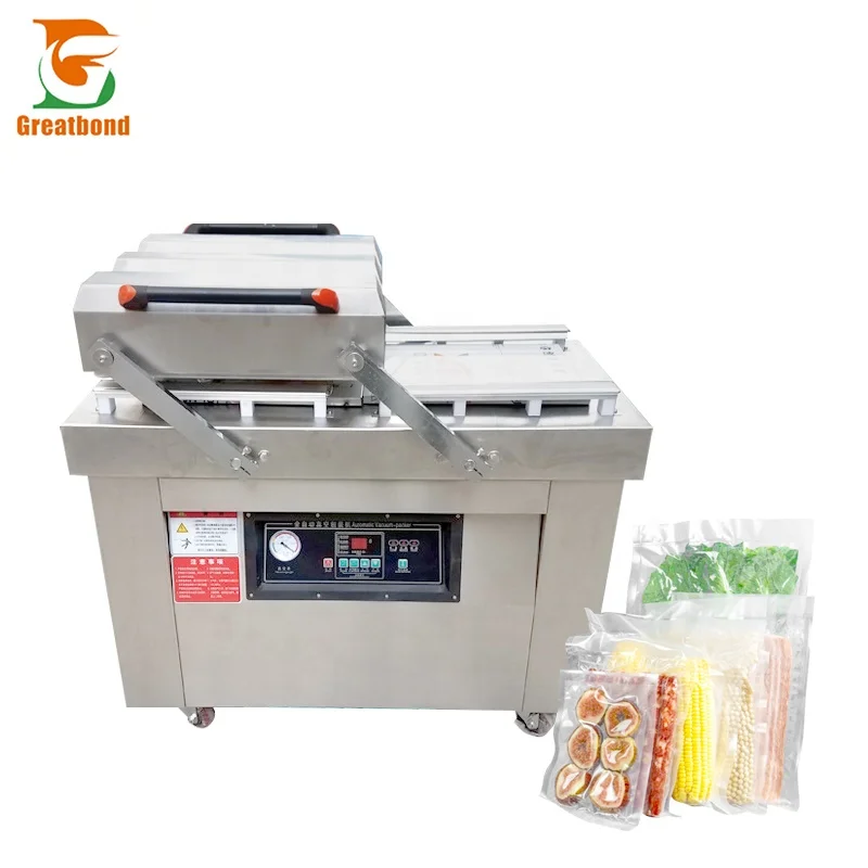 DZ400/DZ500 Manufacturer Low Price Meat Rice Snack Fish Food Sealer Bag Gas Flush Big Size Double Chamber Vacuum Packing Machine