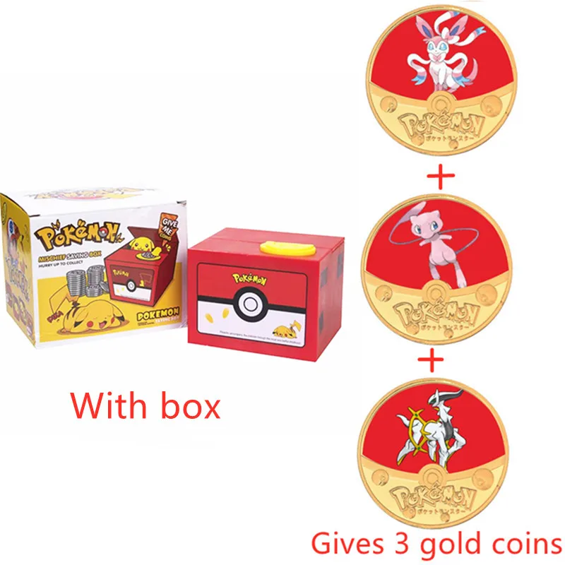 Pokemon Action Figure Piggy Bank Anime Cartoon Pikachu Stealing Coins Piggy Bank Money Safe Birthday Children's Day Gifts