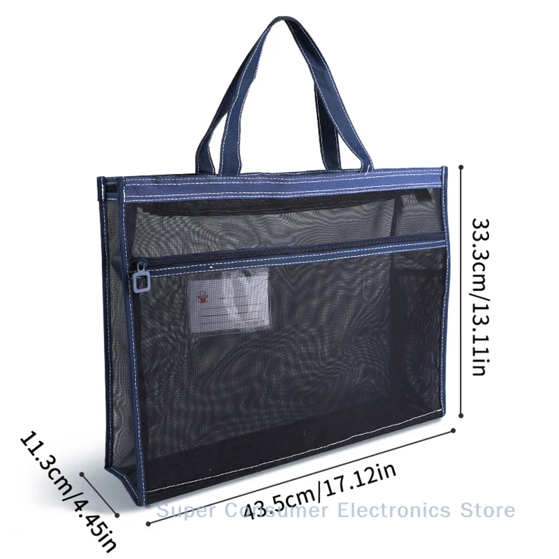 

A3 Handy Schoolbag Art Schoolbag 8k Document Bag Transparent Mesh Zipper Large Capacity