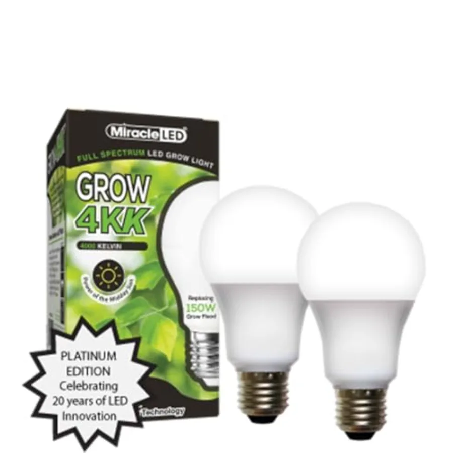 

4KK Indoor Grow Light Bulb 4000K Full Spectrum Grow Bulbs for Vegetables, Herbs, Hydroponics. 2-Pack