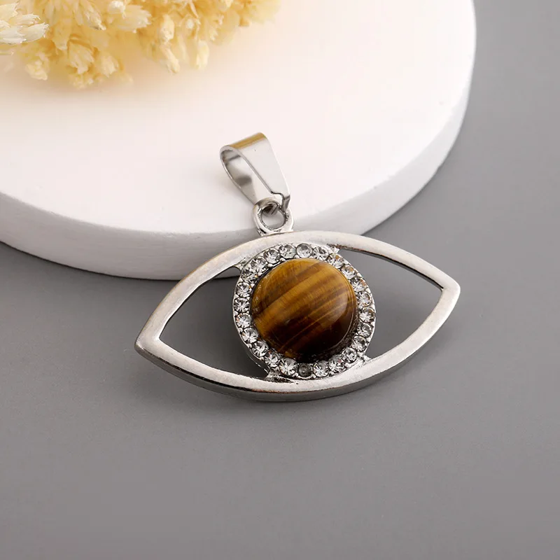 الجملة 10 قطعة/الوحدة كريستال ستون الإبداعية حورس عين الشيطان المعلقات DIY الأحجار الكريمة عين الشر قلادة مجوهرات #5