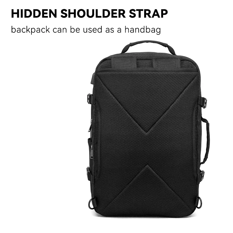 40L Mens Backpack Large Capacity Expandable Male Business Travel Bags USB Charging Waterproof 17.3 Inch Laptop Backpacks