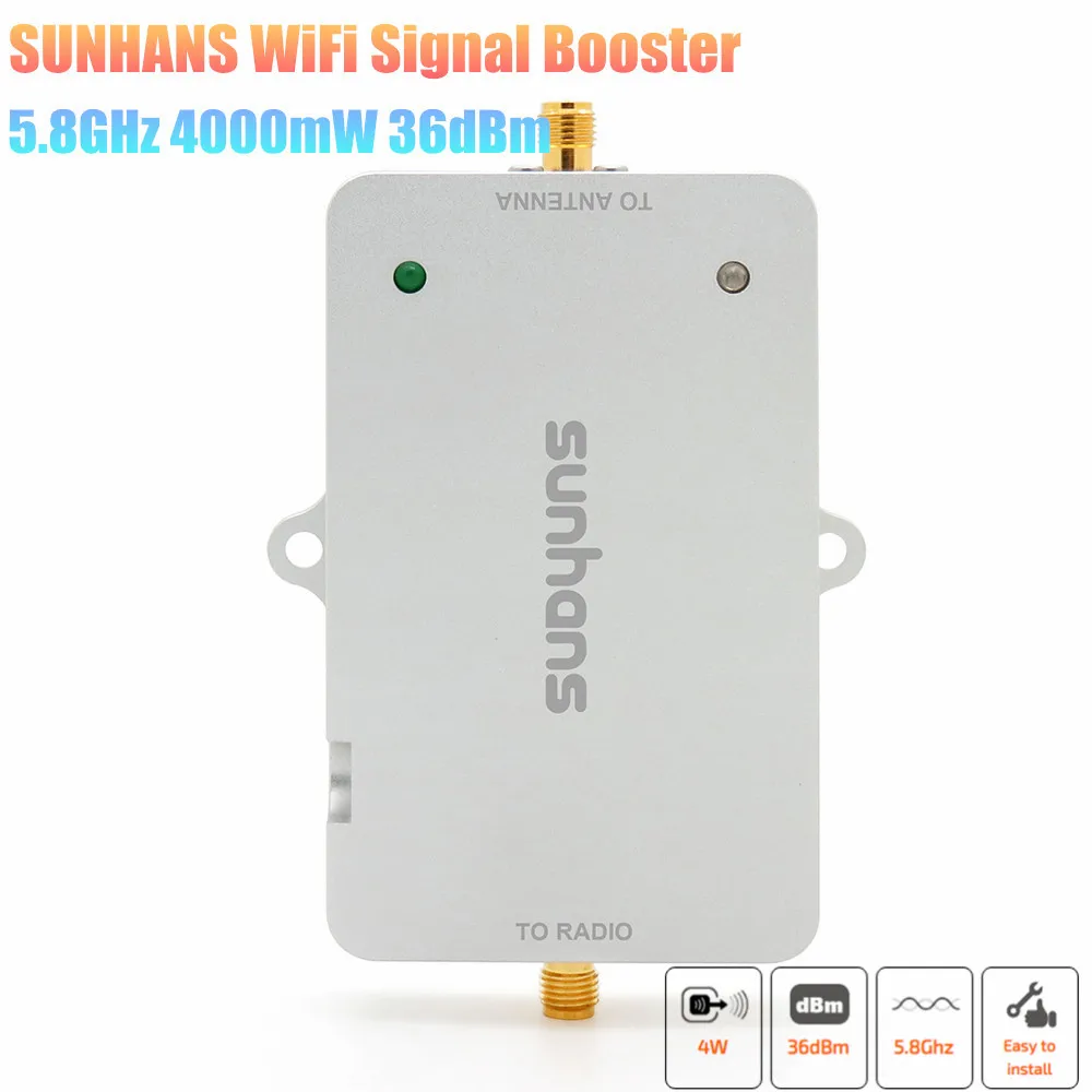 Sunhans 5.8GHz SH58Gi4000 4W 36dBm WiFi Signal Booster Signal Amplifier Repeater Extender,for Office,Hotel, Smart Home Systems