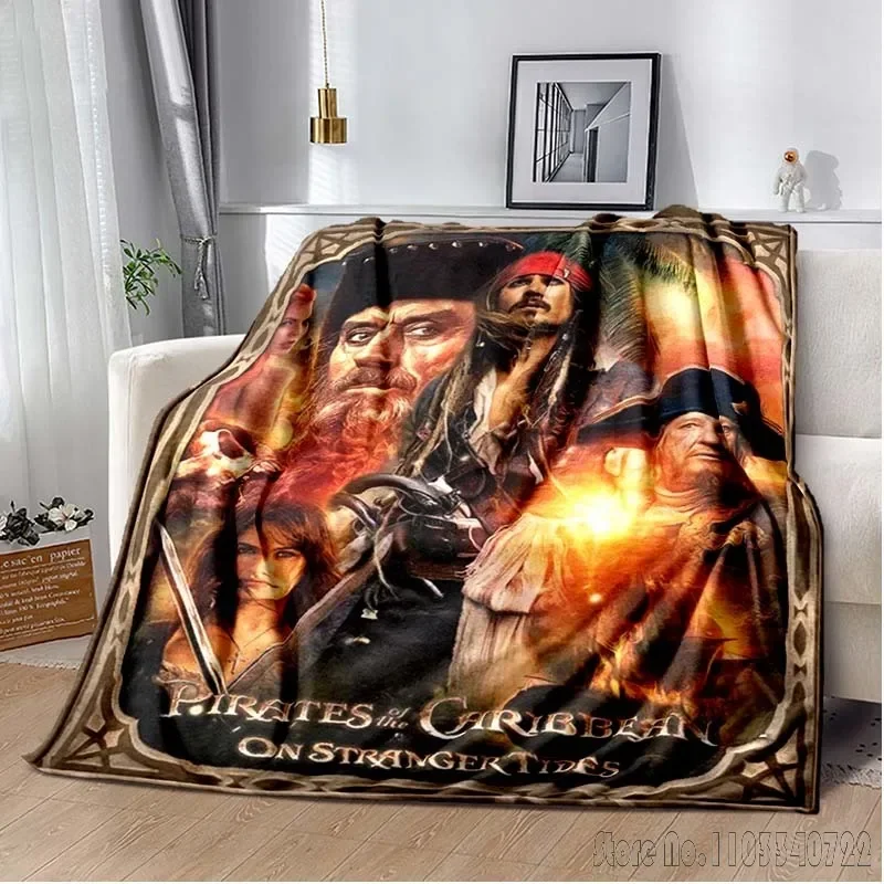 Pirates Caribbean Poster 3D Printed Home Cute Kids Blanket Throw for Bed Sofa Decor Fleece Nap Blankets Boys Girls Children Gift