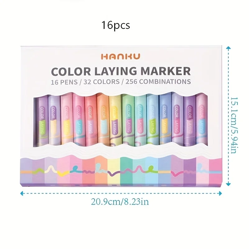 

8/16Pack Multicolor Highlighter Set Dual-Tip Dual-Color Markers Color-Covering Highlighter Suitable for School and Office Suppli