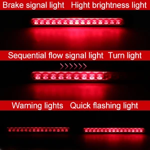 2Pcs Universal 15 LED Trailer Light Bar 12-24V Brake Light with Sequential Flow Signal Turn Signal Lights for Truck Pickup Boat