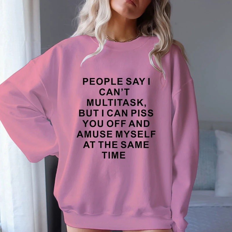 (A+Quality)Women Fashion Piss You Off Print Sweater For Women Casual Long Sleeve Graphic Plus Size Sweatshirt