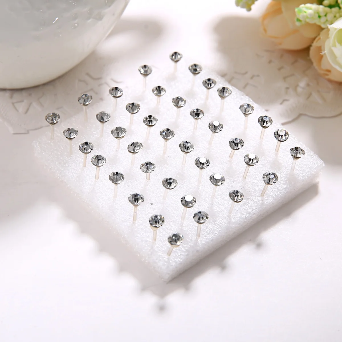20 Pairs Multicolored Rhinestone Stud Earrings Set