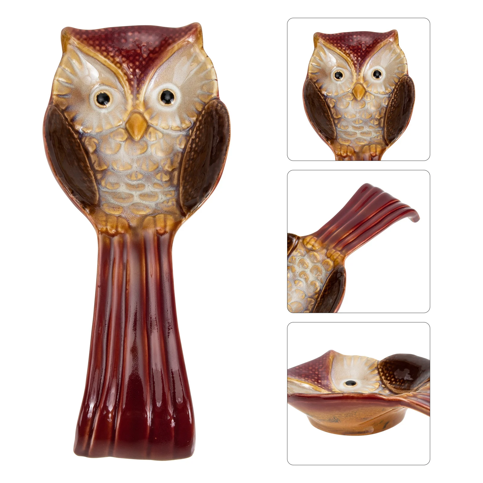 

Spoon Rest Ceramic Owl Design Fine Craftsmanship Kitchen Spoon Rack Sturdy for Daily Use Fits Dining Table Decoration and