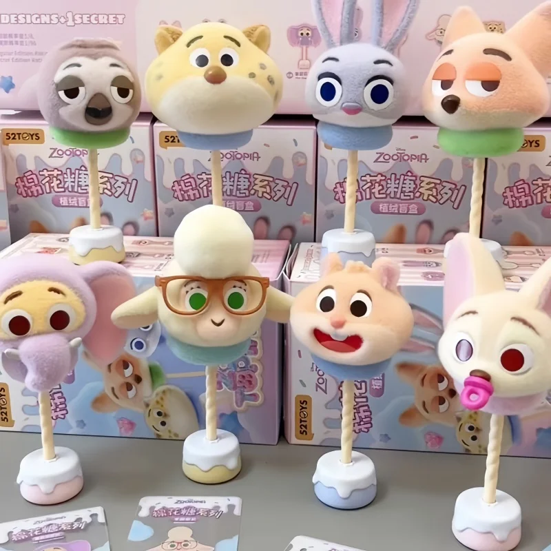 

52toys Disney Blind Box Zootopia Cotton Candy Series Mystery Box Anime Figure Flocking Custom Kawaii Collectible Ornament Gift