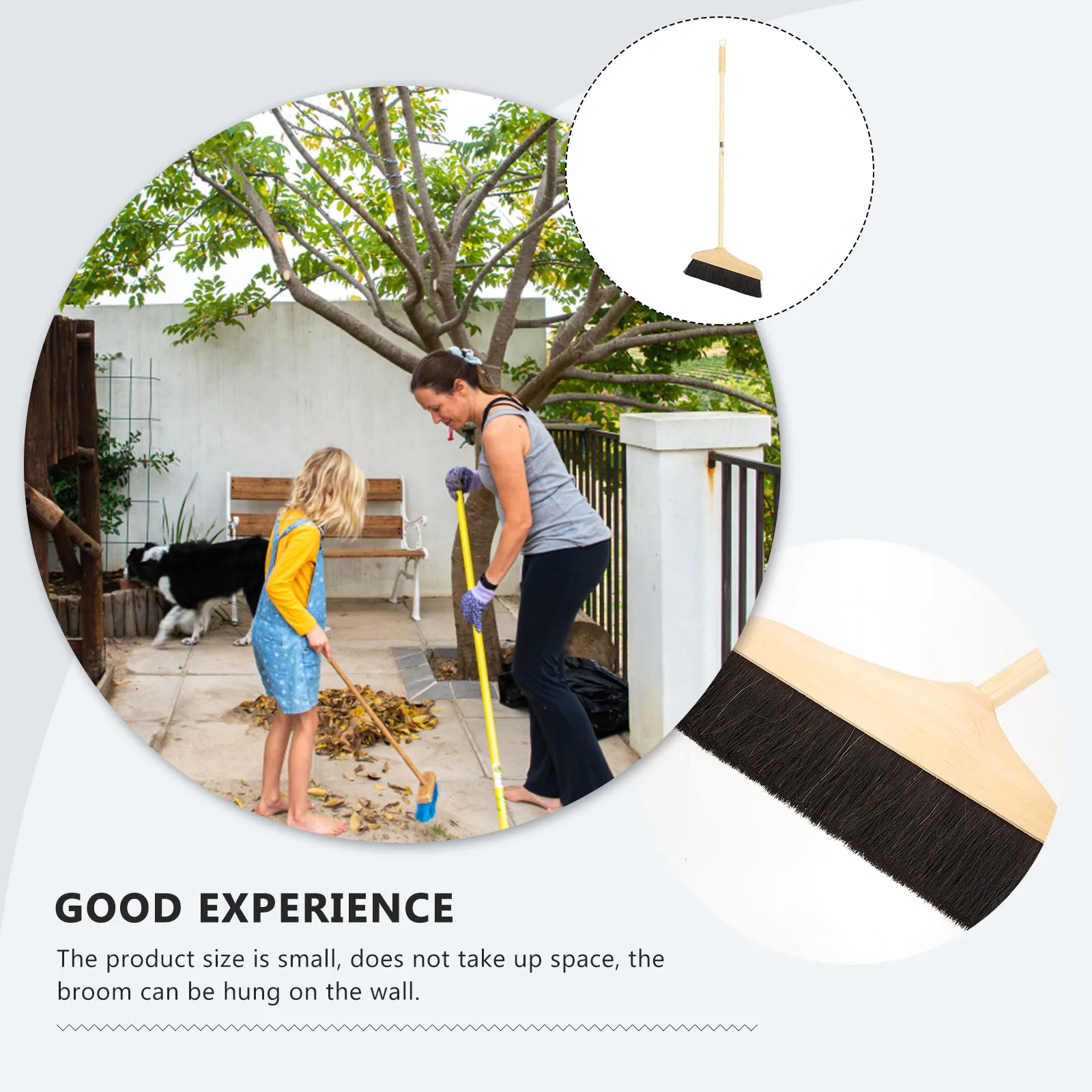 

Pine Wood Broom Hair 90cm Long Handle Soft Bristles Anti Static Floor Carpet Cleaning Home Bathroom Yard Sweep Dust